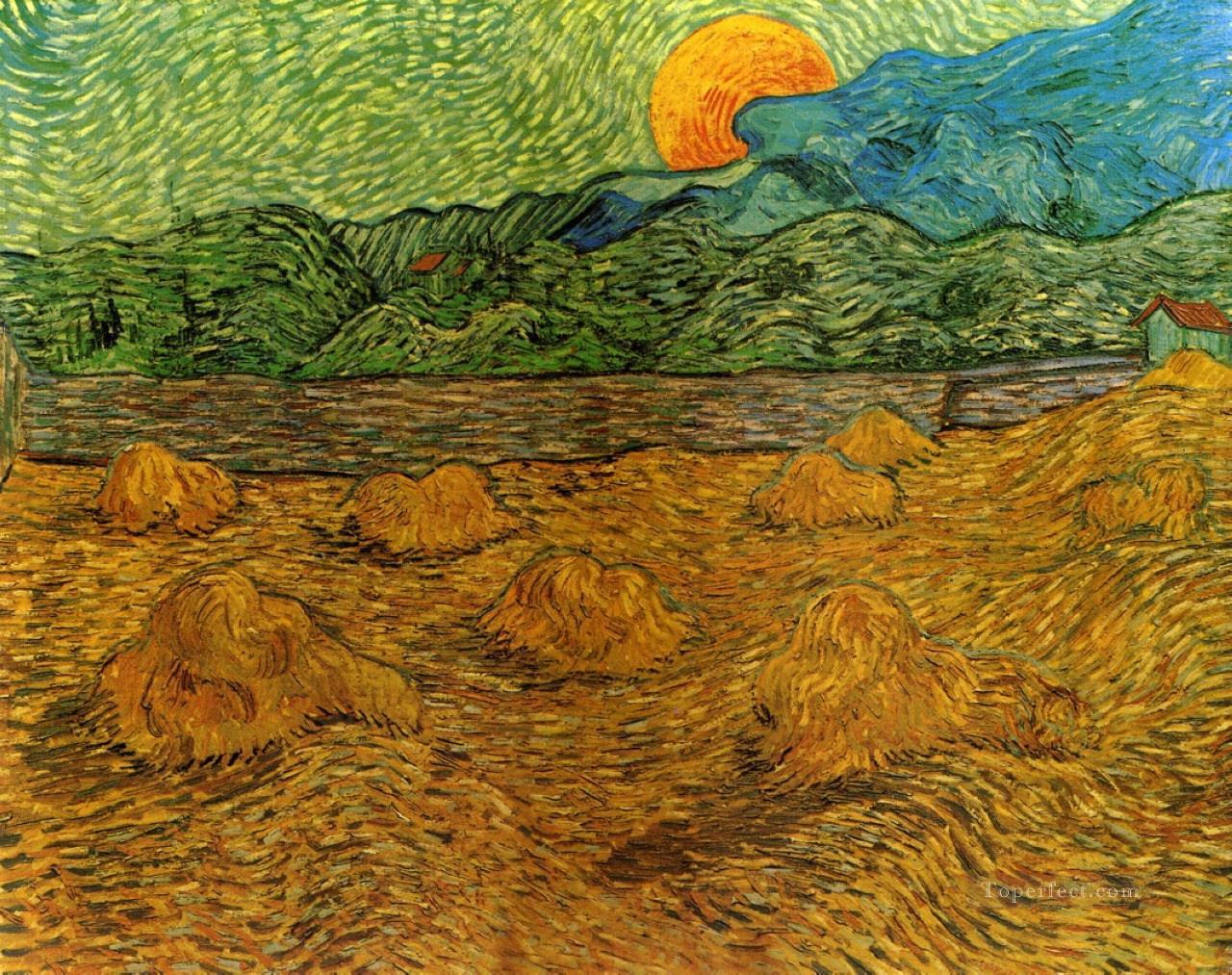 Paisaje nocturno con luna creciente Vincent van Gogh Pintura al óleo